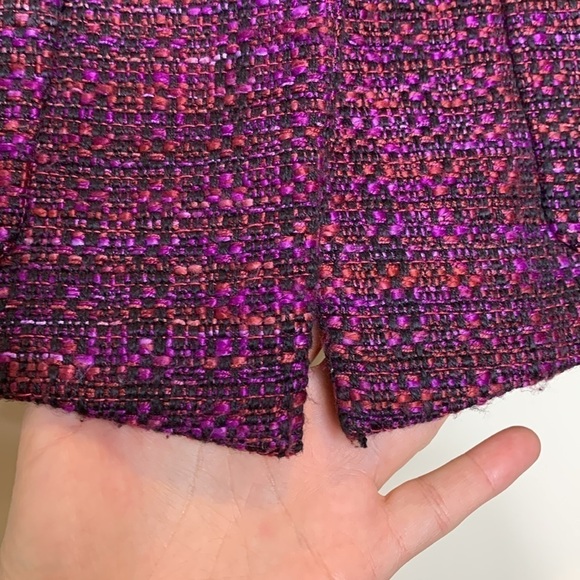 T Tahari || Purple Black Knobby Tweed Slight Crop Tailored Blazer Jacket 6 - Picture 10 of 17